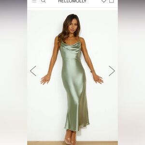 LAVISH LOVE SATIN MAXI DRESS GREEN